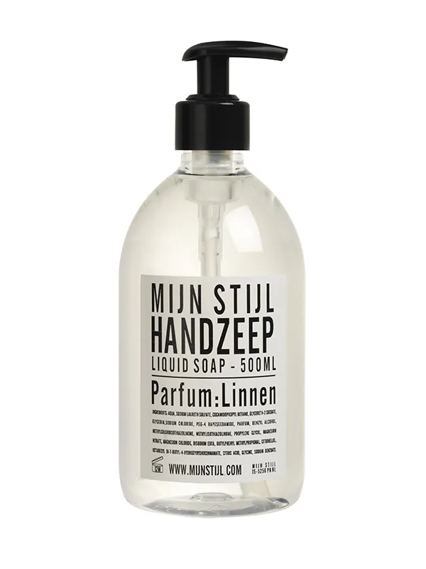 Handzeep parfum Linnen 500 ml wit zwart etiket