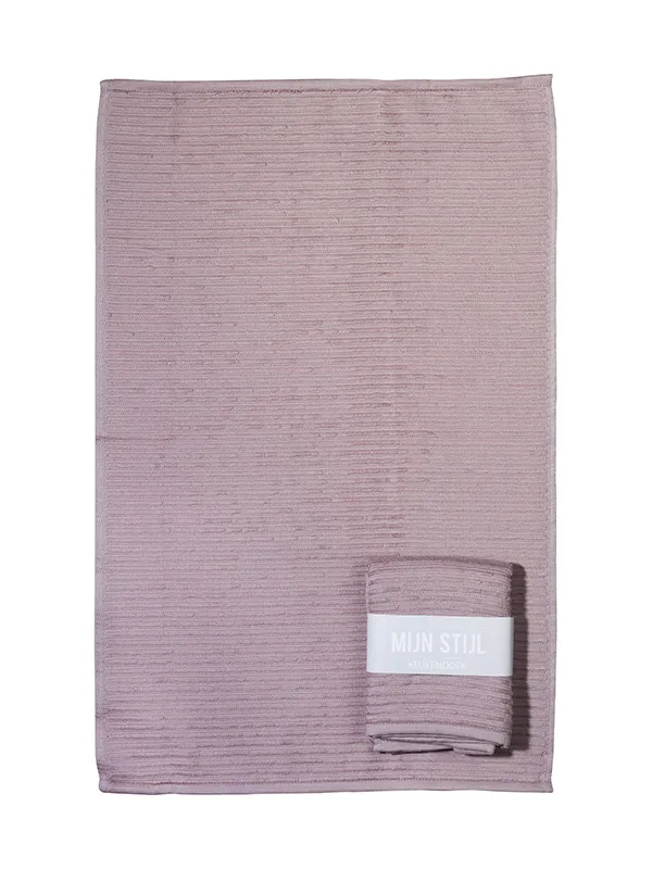 Handdoek  (keuken)oud roze met banderol