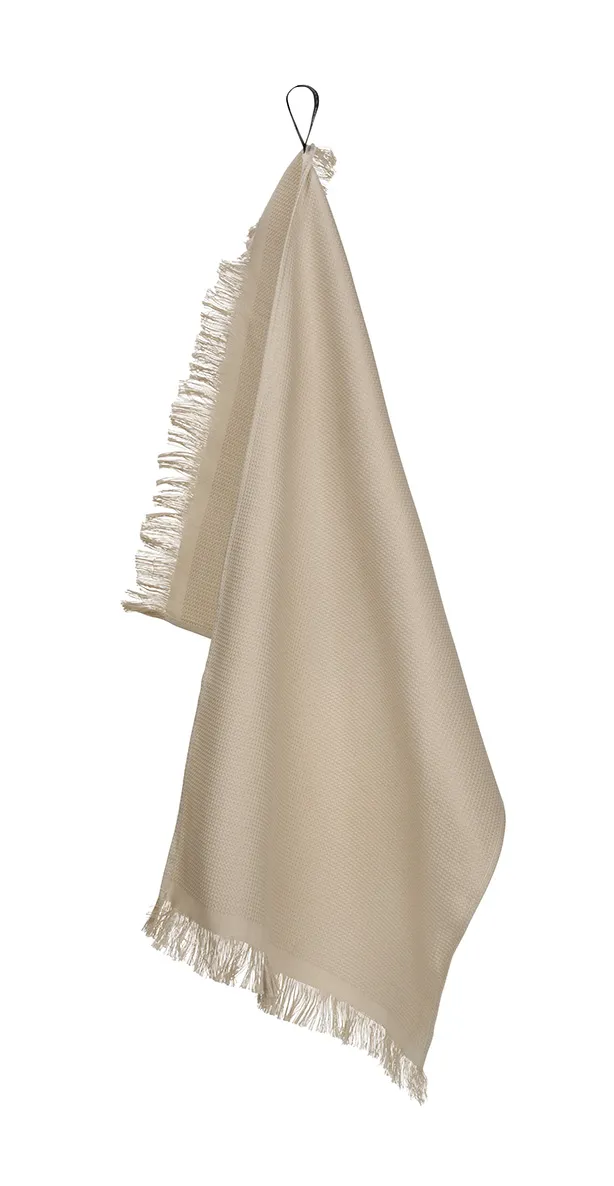 Wafeldoek (keuken-/gastendoek) met franjes naturel kleur 60 x 40 cm