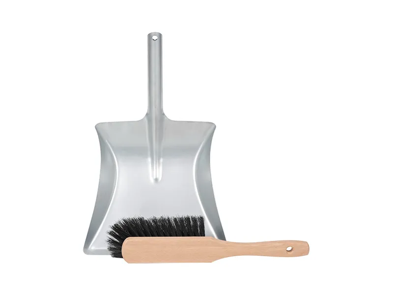 Veger en blik metaal borstel met zwarte haren