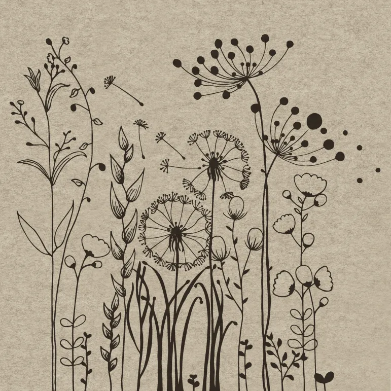 Servet wilde bloemen naturel