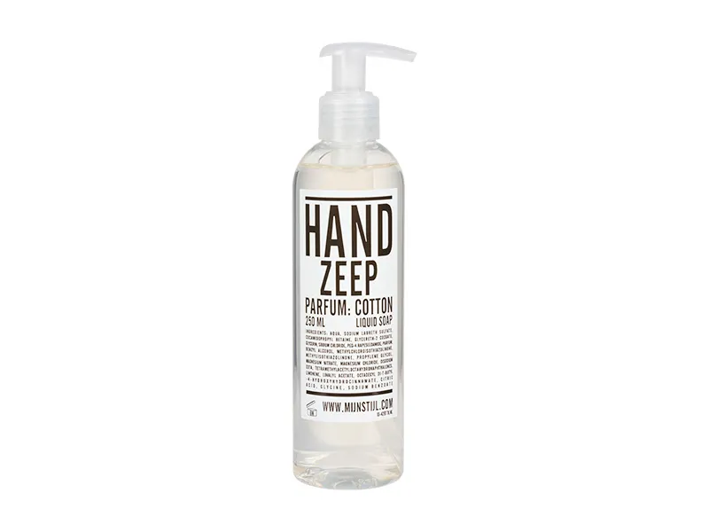 Handzeep transparant parfum Cotton 250 ml (wit etiket)