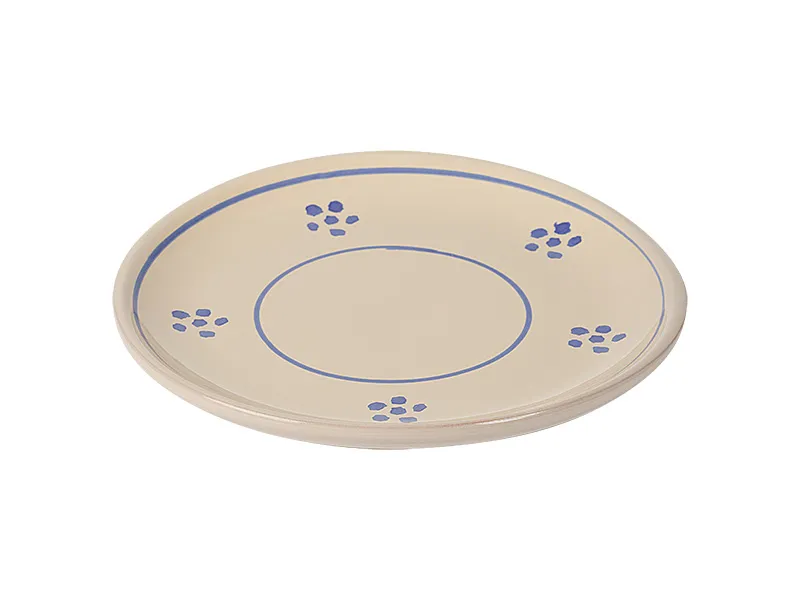 Bordje 16 cm handmade Italy (stip)bloem blauw traditioneel servies Puglia