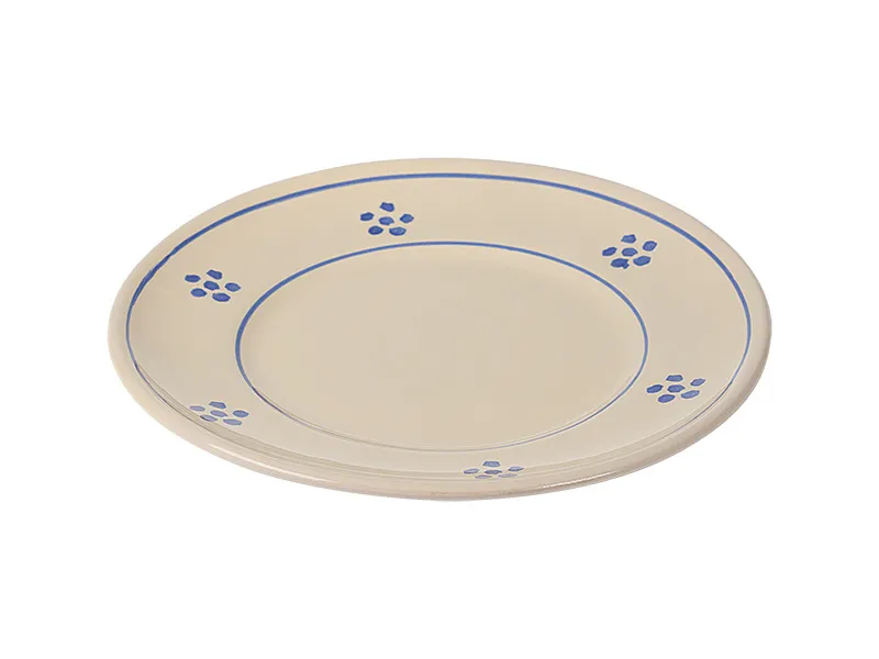 (ontbijt)bord 19 cm handmade Italy (stip)bloem blauw traditioneel servies Puglia