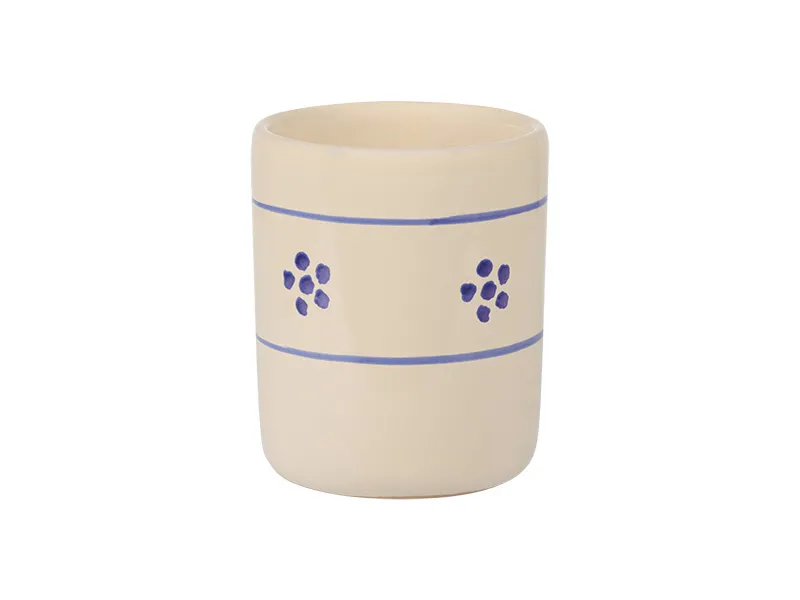 Beker handmade Italy (stip)bloem blauw traditioneel servies Puglia