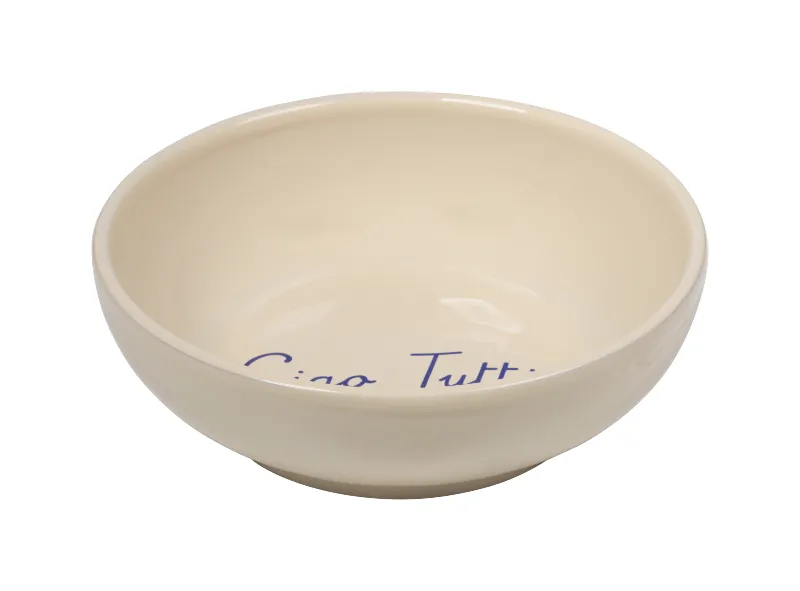 Schaal Ciao Tutti, made in Italy creme met blauwe letters 19 cm