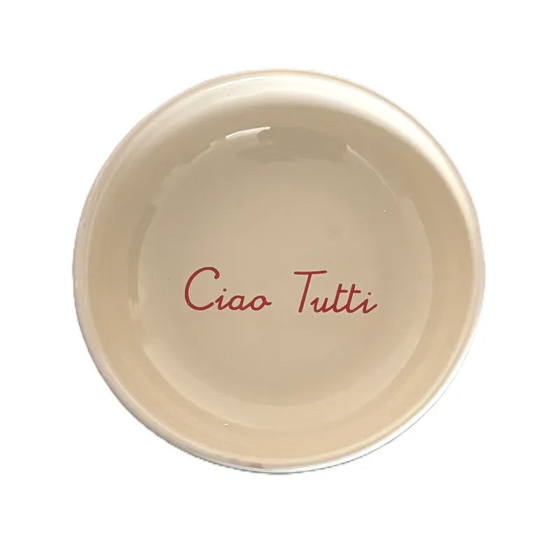Schaal Ciao Tutti, made in Italy creme met rode letters 19 cm