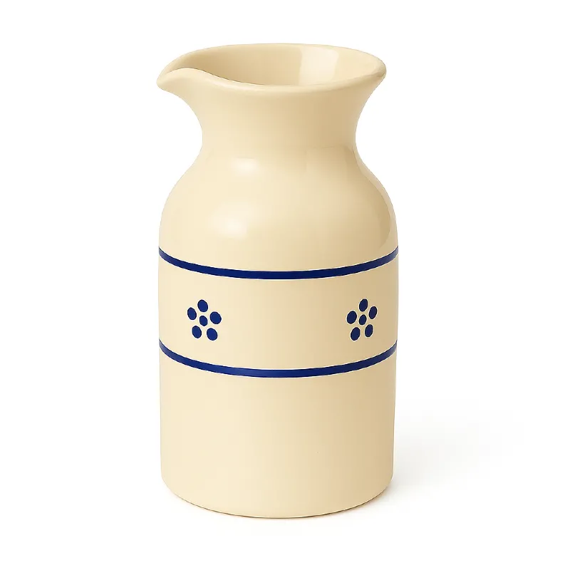 Water/wijnkan 0.5 liter handmade Italy (stip)bloem blauw traditioneel servies Puglia