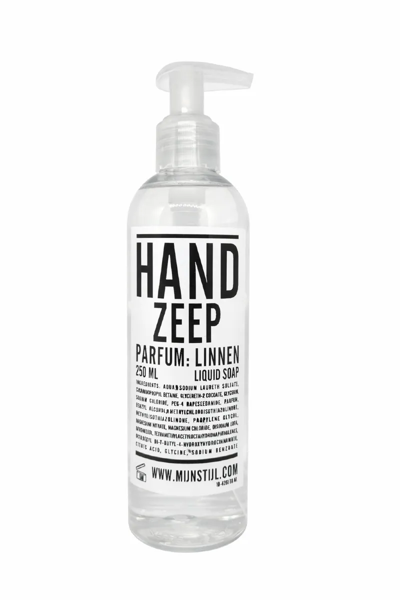 Handzeep transparant parfum Linnen 250 ml (wit etiket)
