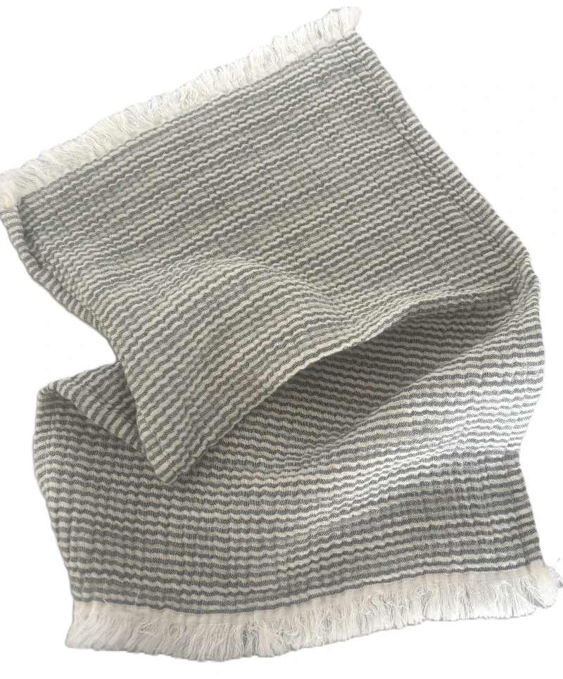 Handdoek luxe streep/naturel 45x95