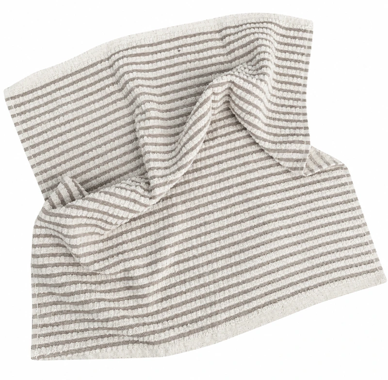 Handdoek Olivia taupe/ecru streep 50x50 cm